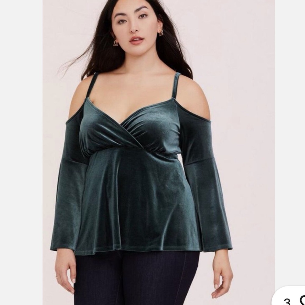 Torrid Velvet Cold Shoulder Babydoll Top